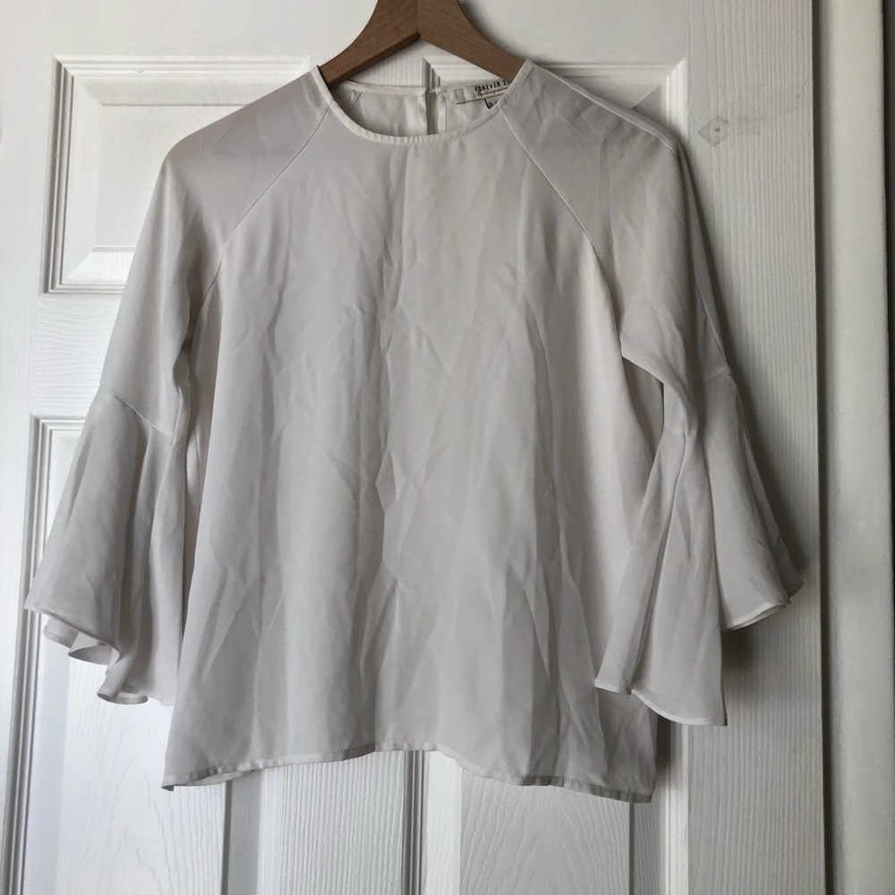 Forever 21 Contemporary Bell Sleeve Blouse white